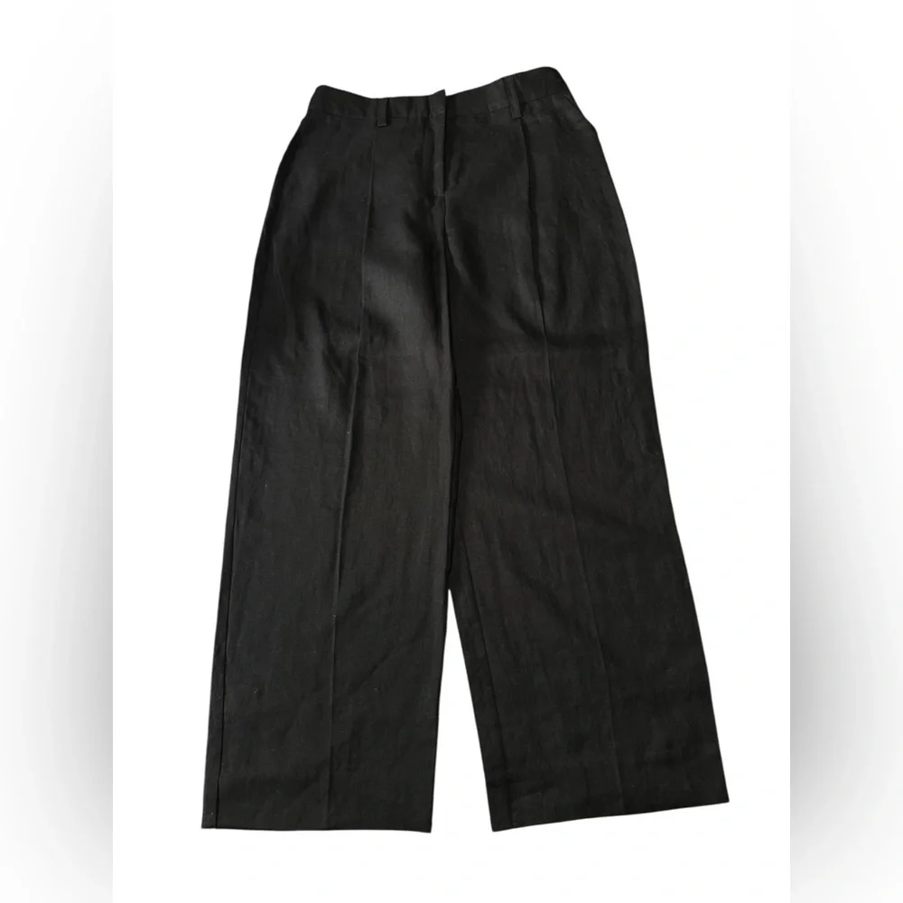 Reformation 'Alex' Black Linen Linen Pant Size  8 Petite 100% Linen